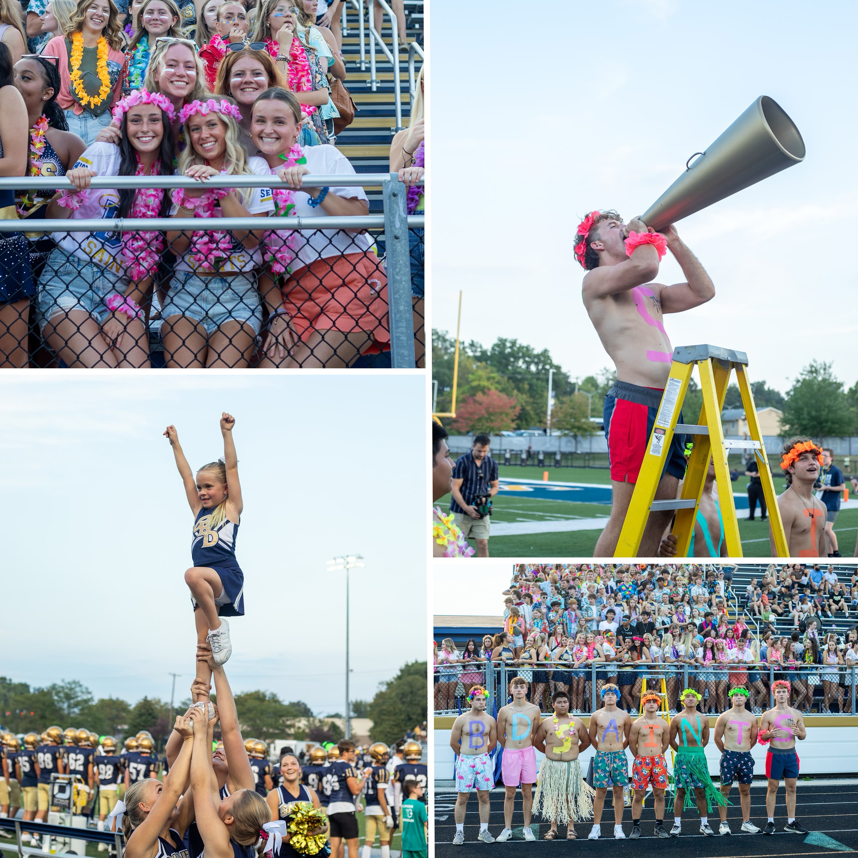 collage of current saints participating in school activities